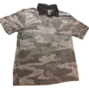 Under Armour Playoff Polo Men's Medium Gray Black Camo Golf Performance Shirt